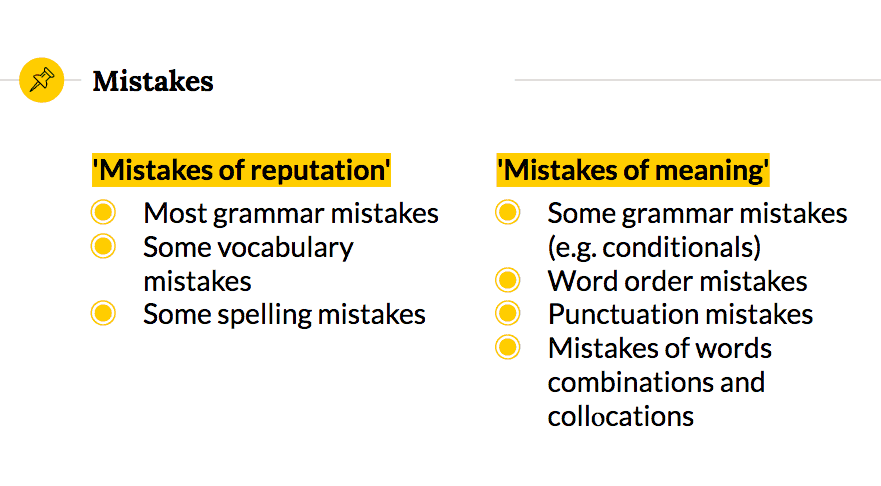 Types of language mistakes